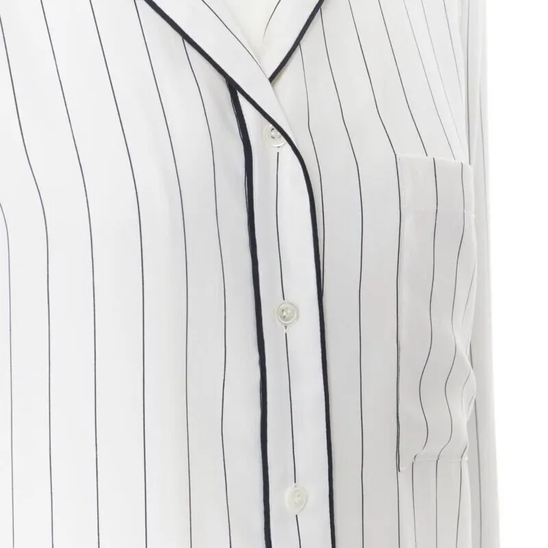 Frame Stripe Piping Pajama White Silk Never worn - Back View