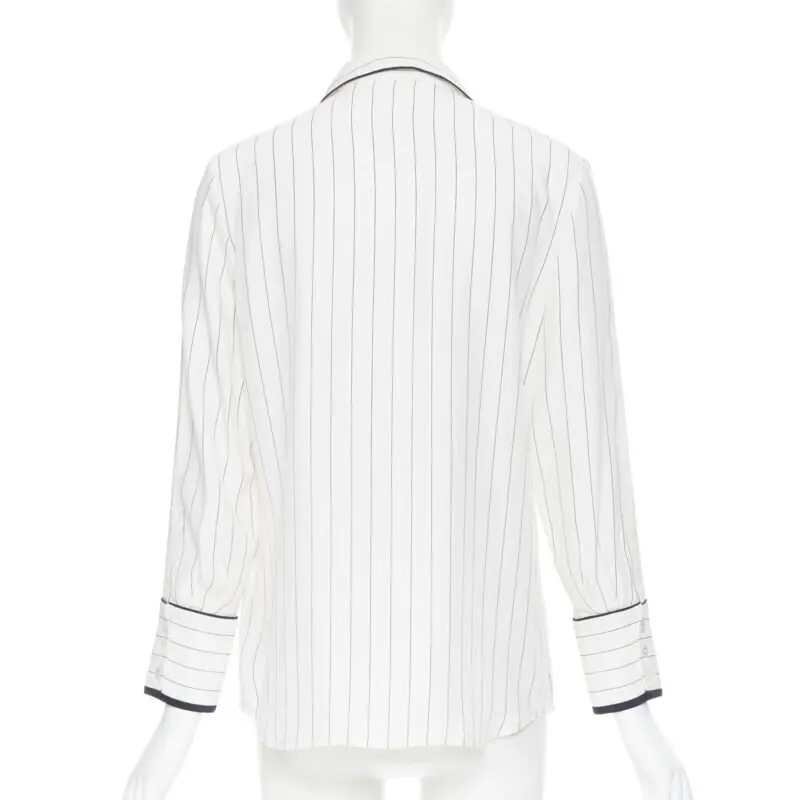 Frame Stripe Piping Pajama White Silk Never worn - Box View