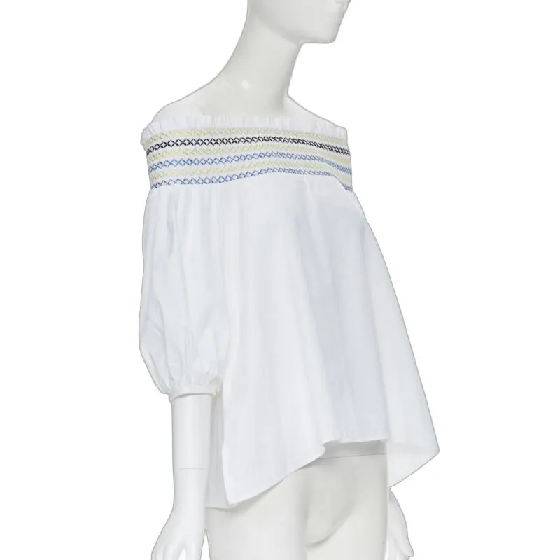 Peter Pilotto Embroidery Puff Top White Cotton Very good - Front View
