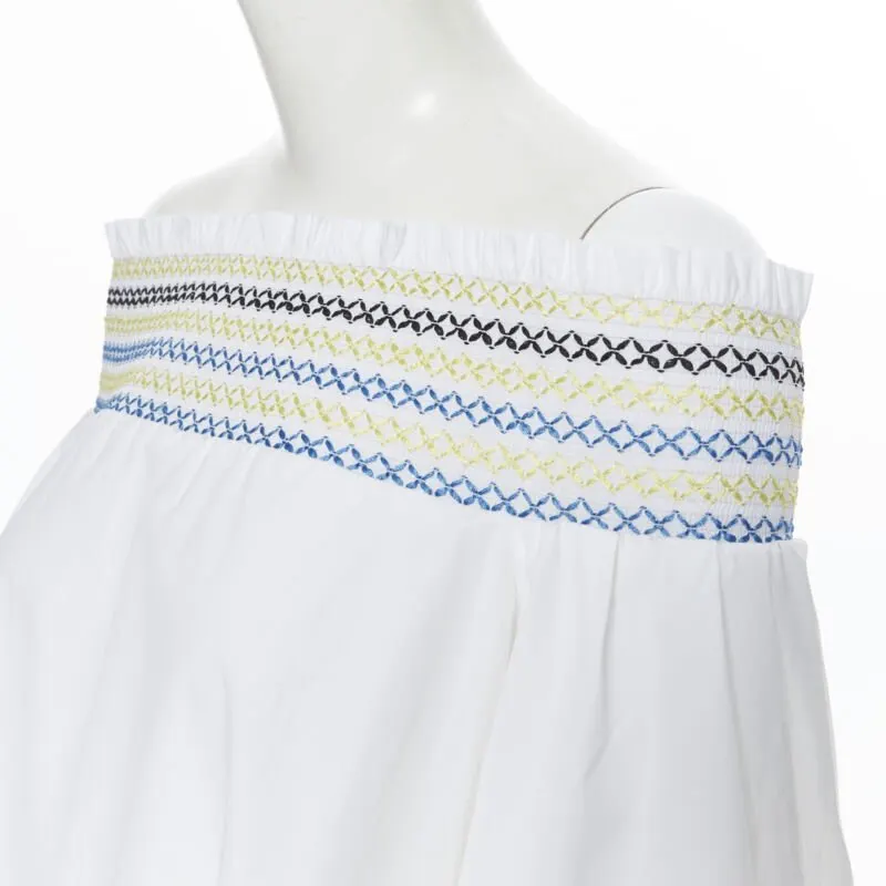 Peter Pilotto Embroidery Puff Top White Cotton Very good - Back View