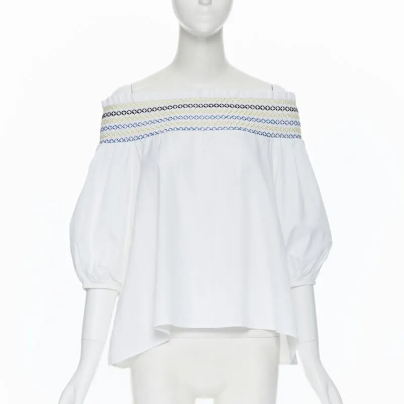 Peter Pilotto Embroidery Puff Top White Cotton Very good - Inside View