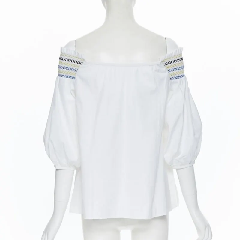 Peter Pilotto Embroidery Puff Top White Cotton Very good - Box View