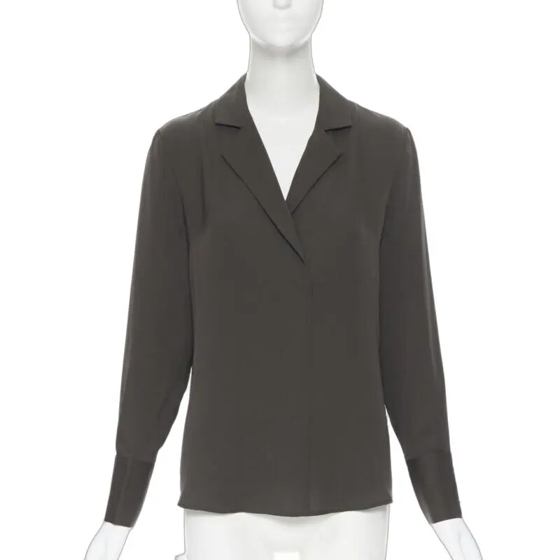 Frame Moss Popover Shirt Green Silk Very good - Front View