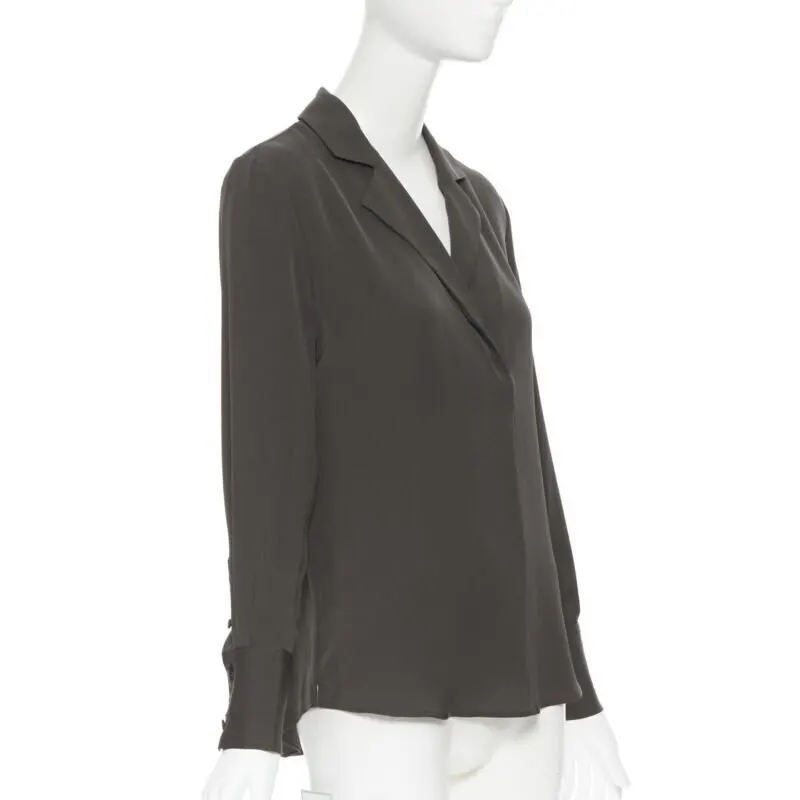 Frame Moss Popover Shirt Green Silk Very good - Inside View