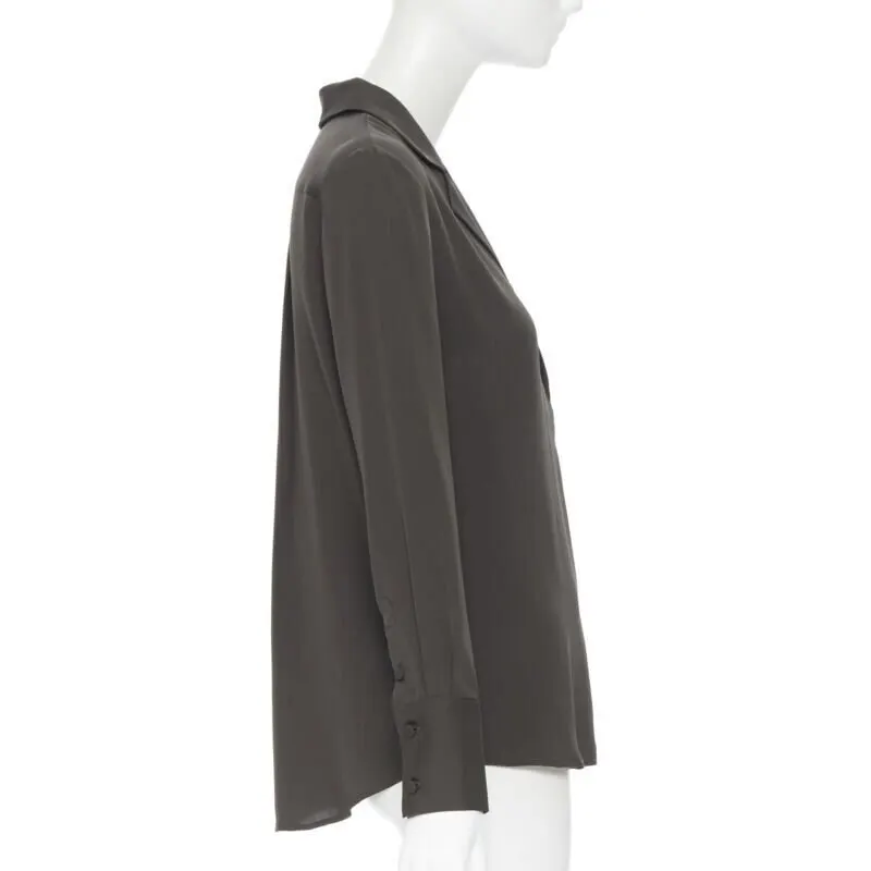 Frame Moss Popover Shirt Green Silk Very good - Model View