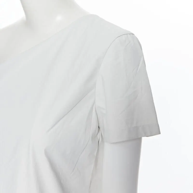 Max Mara Asymmetric Shoulder Top White Cotton Never worn, with tag - Back View