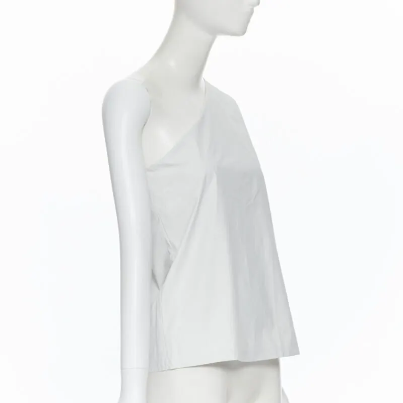 Max Mara Asymmetric Shoulder Top White Cotton Never worn, with tag - Inside View