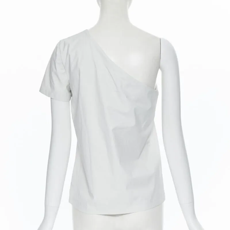 Max Mara Asymmetric Shoulder Top White Cotton Never worn, with tag - Box View