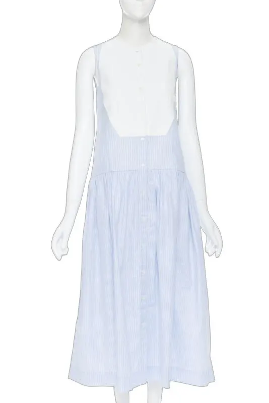 Palmer Harding Bib Summer Dress Blue Cotton Very good - Front View