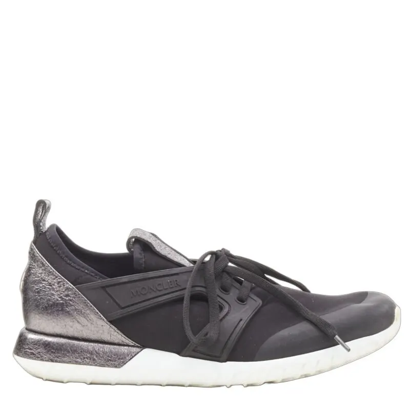 Moncler Metallic Heel Sneakers Black Rubber Good - Front View