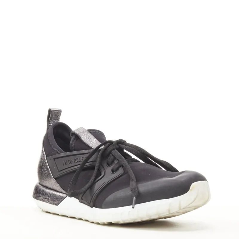 Moncler Metallic Heel Sneakers Black Rubber Good - Back View