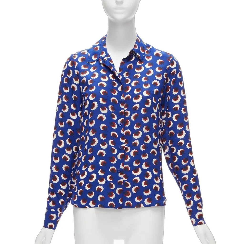 Stella McCartney Floral Bishop Shirt Blue Silk Never worn - Front View