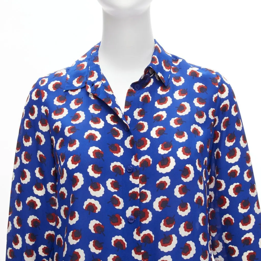 Stella McCartney Floral Bishop Shirt Blue Silk Never worn - Back View