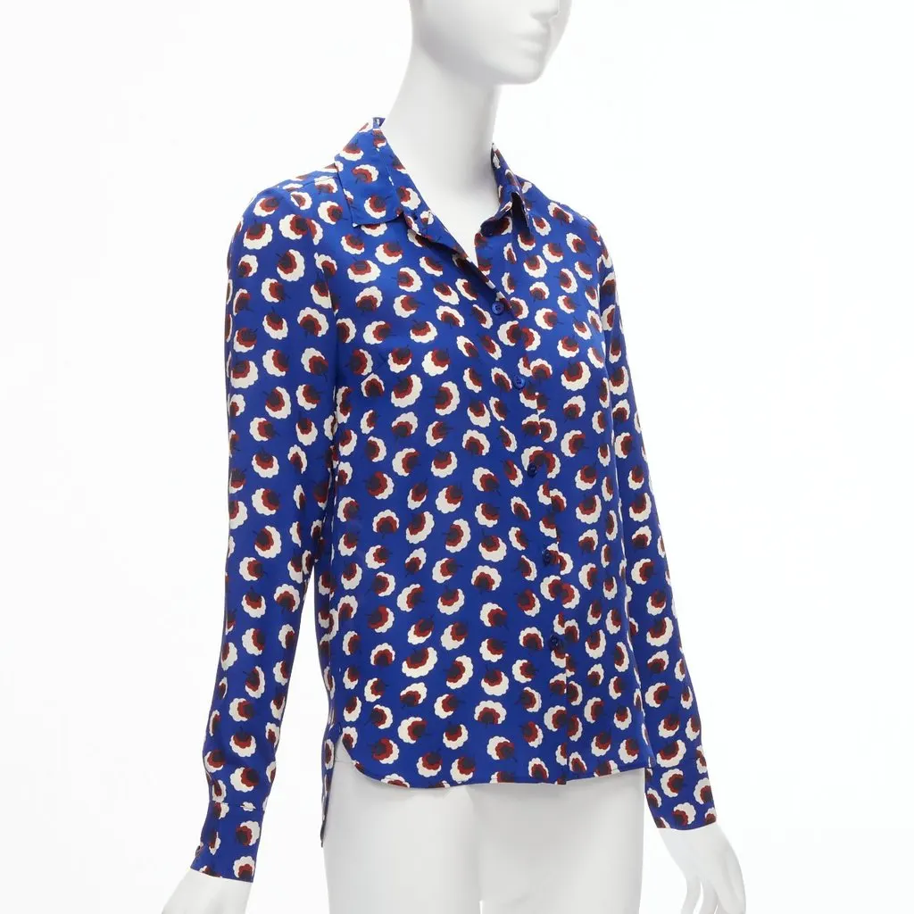 Stella McCartney Floral Bishop Shirt Blue Silk Never worn - Inside View