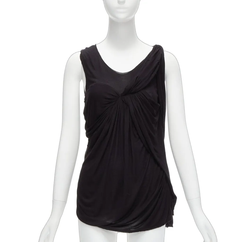 Lanvin Draped Scoop Tank Black Viscose Never worn - Front View
