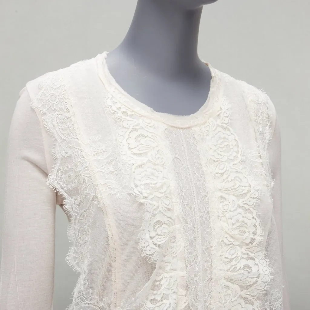 Lanvin Lace Overlay Top Ecru Viscose Very good - Back View