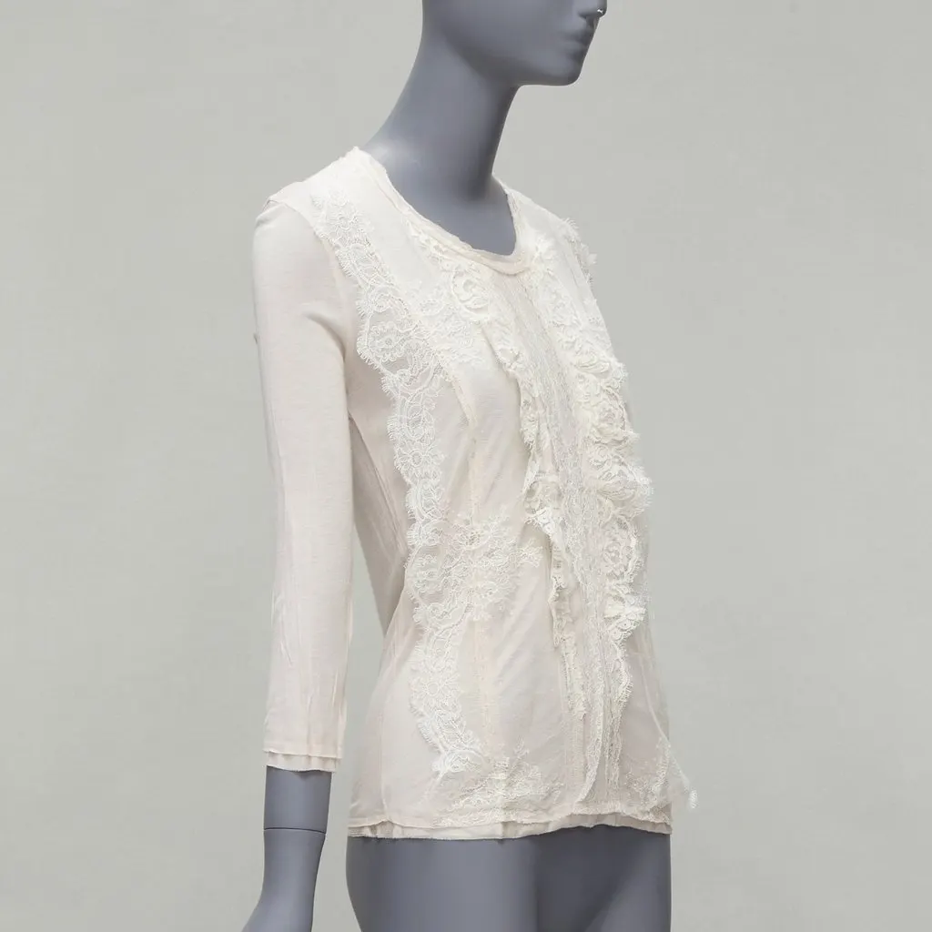 Lanvin Lace Overlay Top Ecru Viscose Very good - Inside View