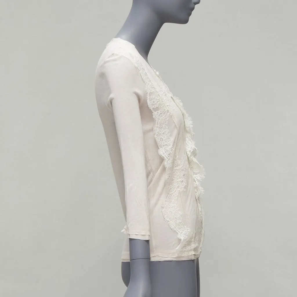 Lanvin Lace Overlay Top Ecru Viscose Very good - Model View