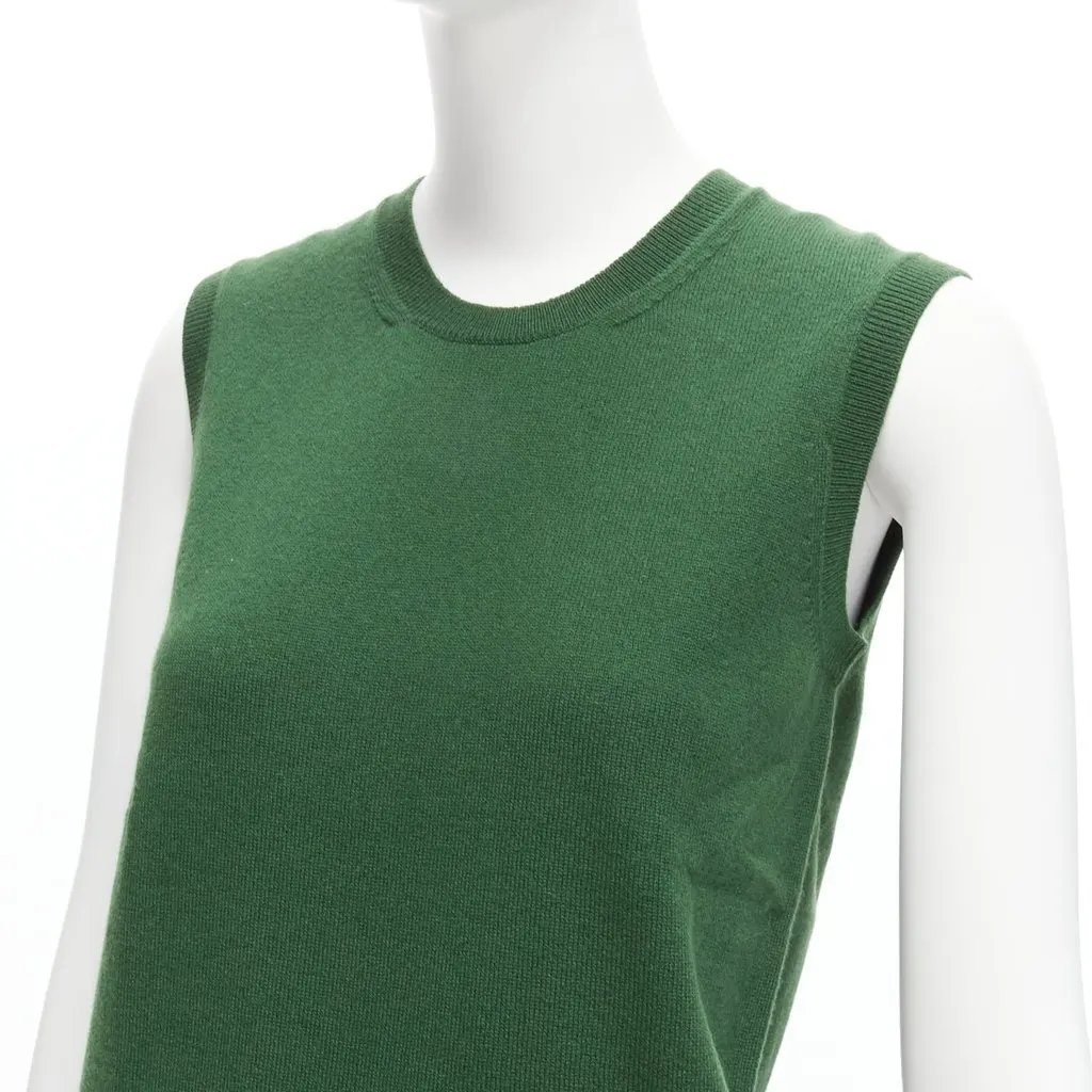 Jil Sander Crew Neck Sweater Vest Green Cashmere Never worn - Back View