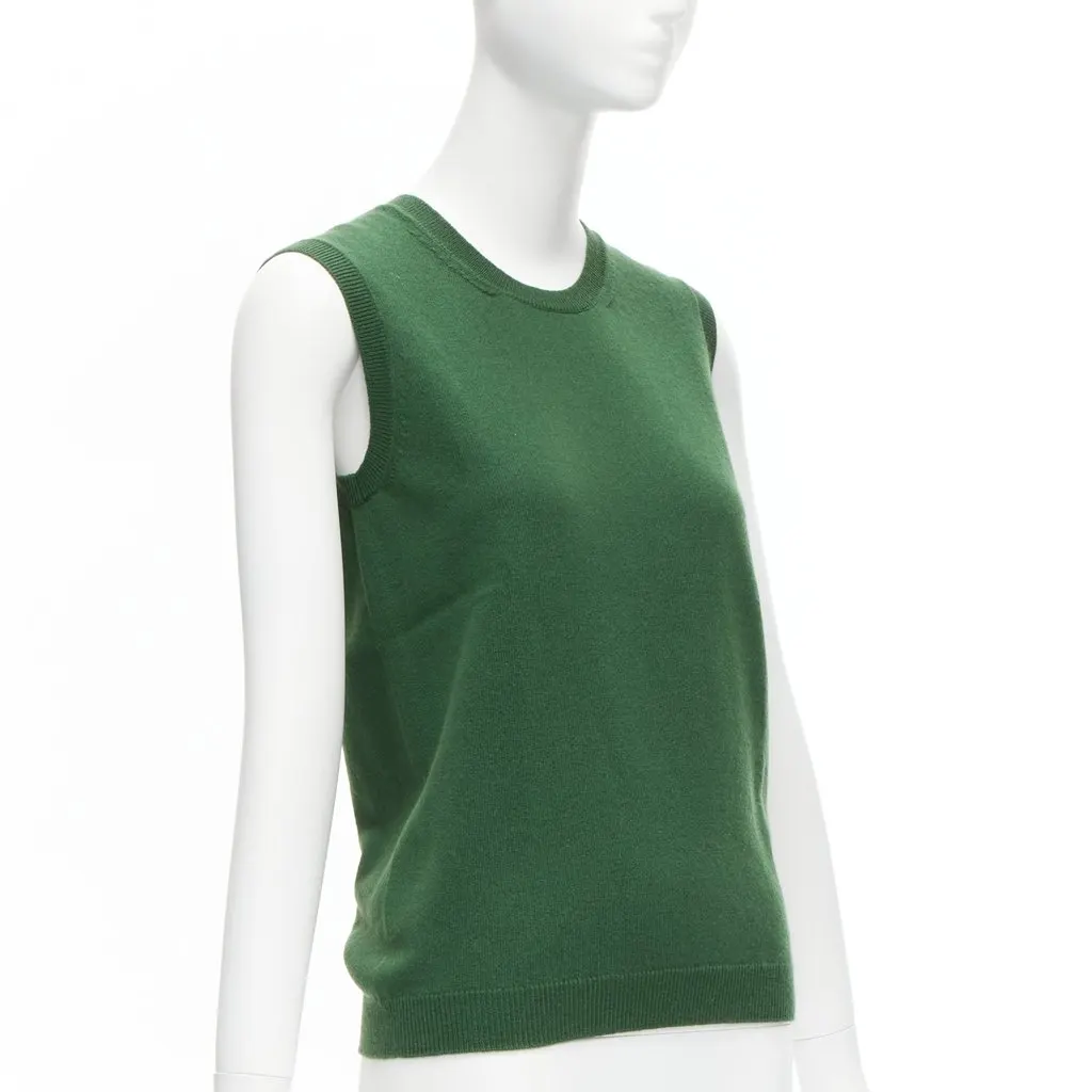 Jil Sander Crew Neck Sweater Vest Green Cashmere Never worn - Inside View