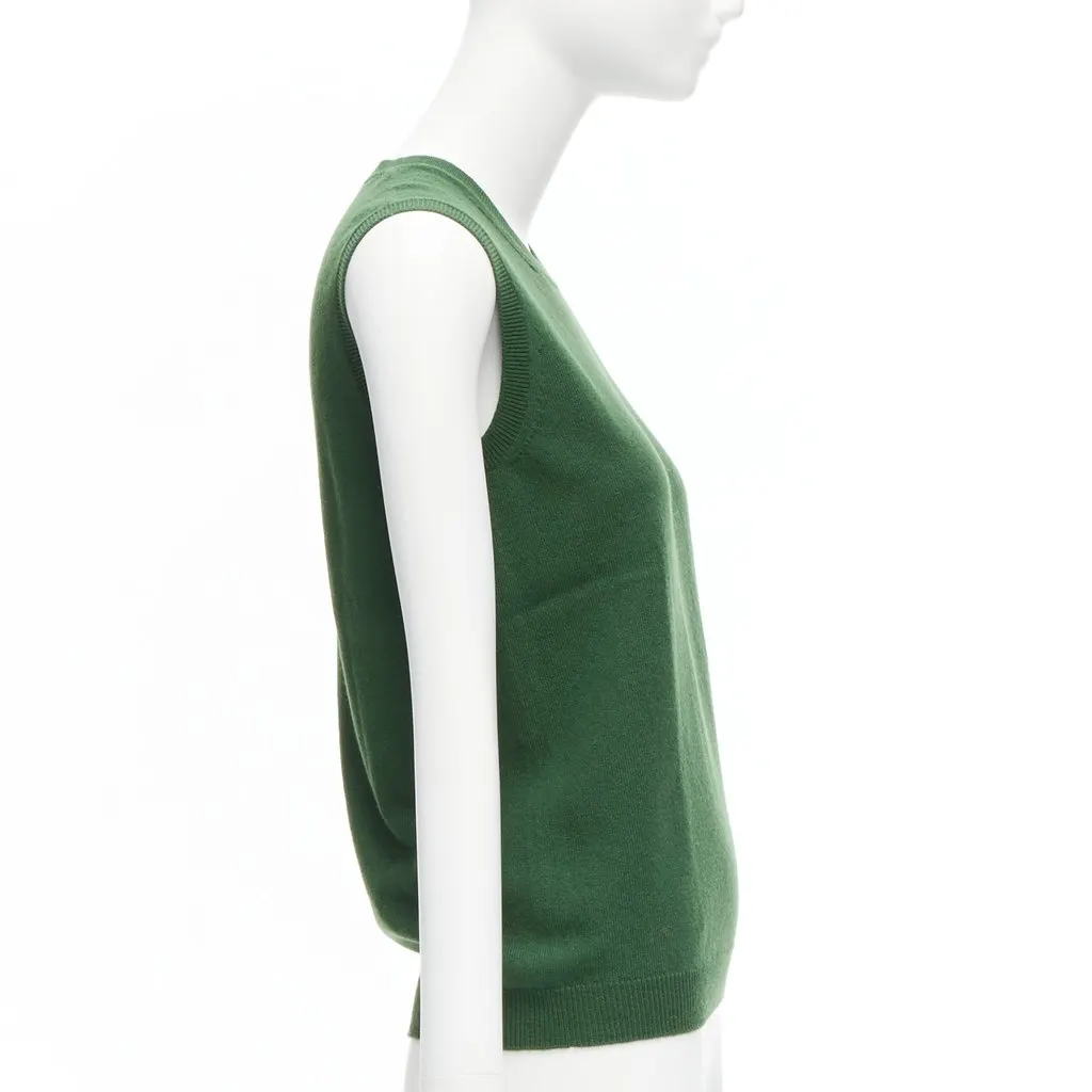 Jil Sander Crew Neck Sweater Vest Green Cashmere Never worn - Model View