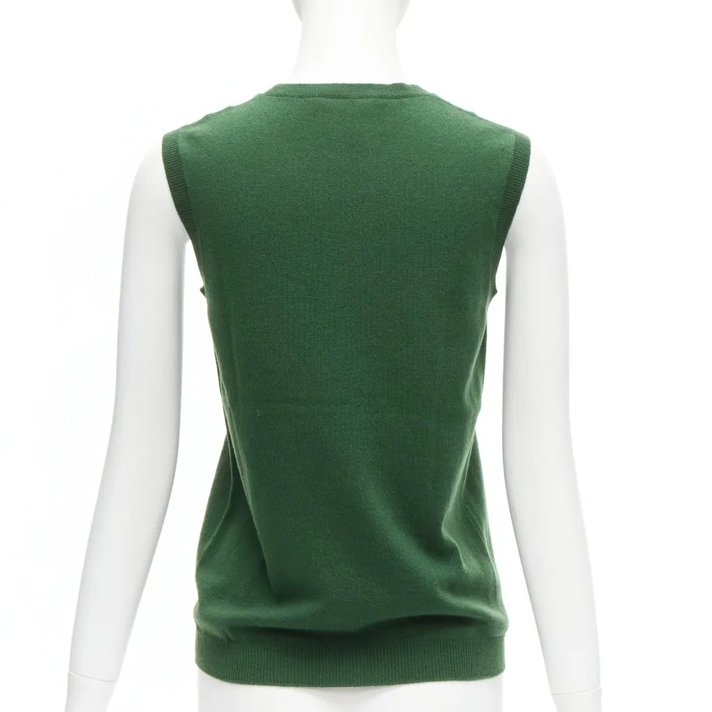 Jil Sander Crew Neck Sweater Vest Green Cashmere Never worn - Box View