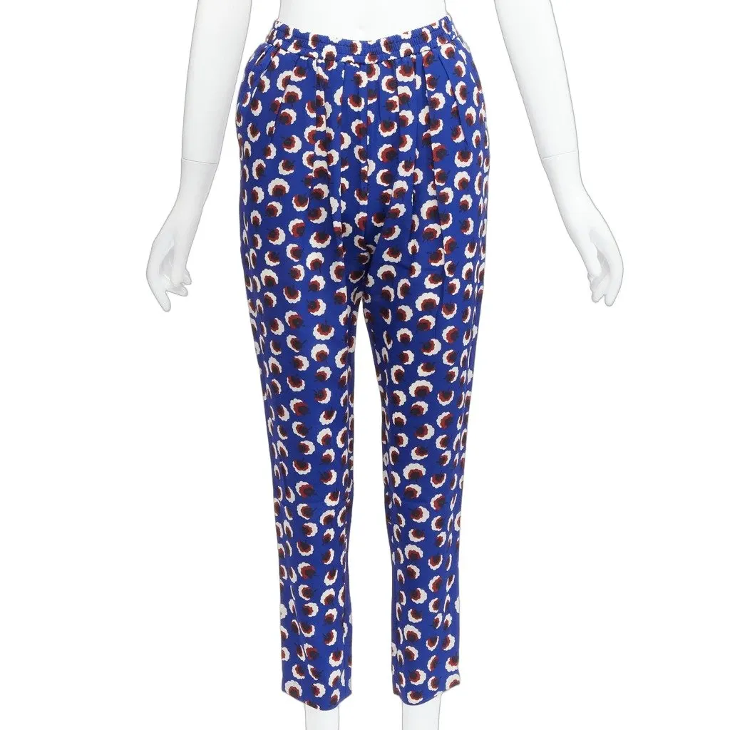 Stella McCartney Silk Floral Pants Blue Silk Never worn - Front View
