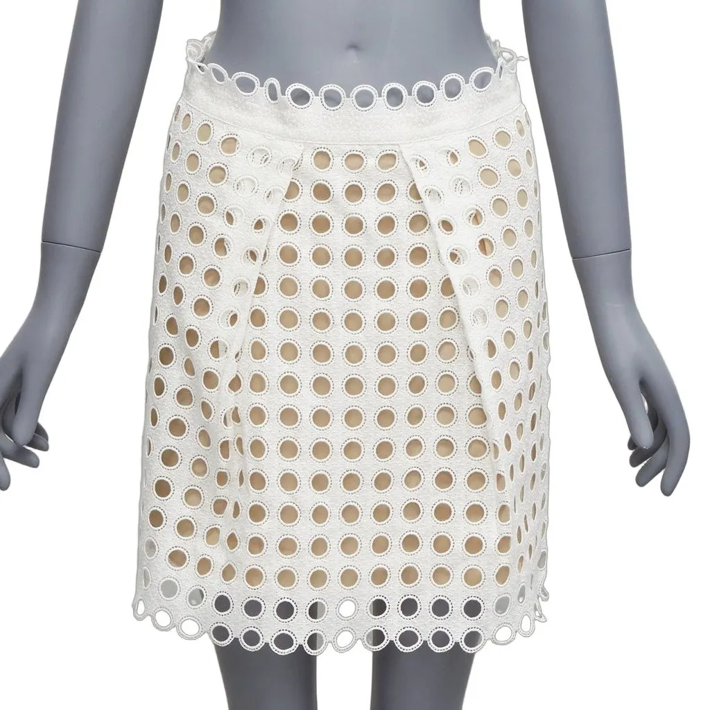 Chloé Layered Eyelet Skirt White Cotton Never worn - Front View