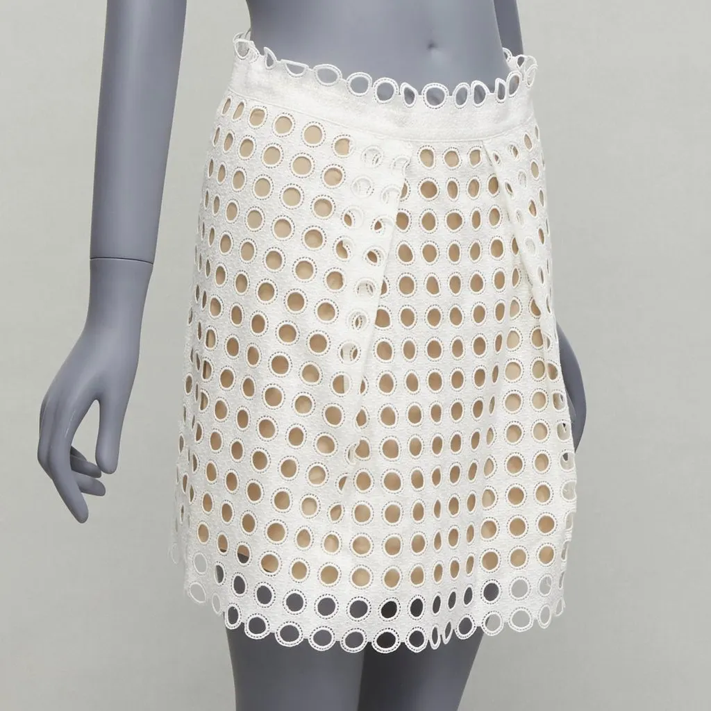 Chloé Layered Eyelet Skirt White Cotton Never worn - Inside View