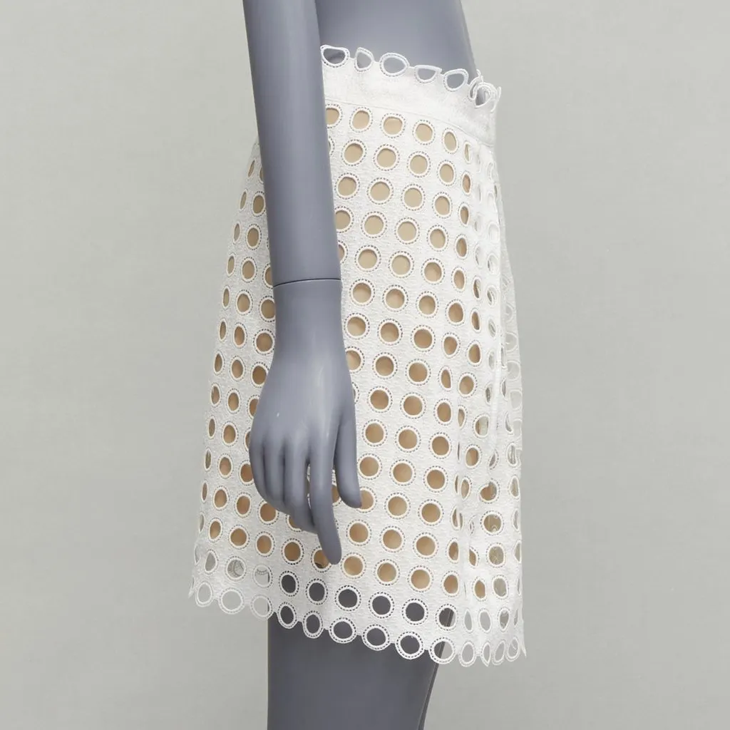 Chloé Layered Eyelet Skirt White Cotton Never worn - Model View