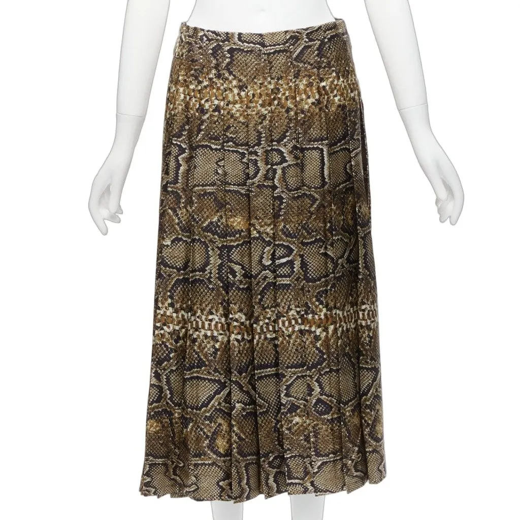 Victoria Beckham Animal Print Skirt Brown Silk Never worn - Front View
