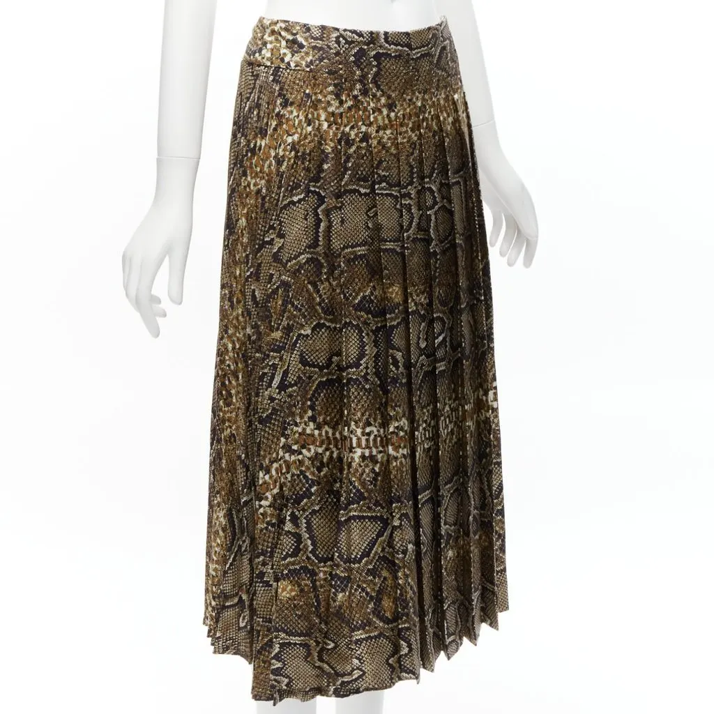 Victoria Beckham Animal Print Skirt Brown Silk Never worn - Inside View