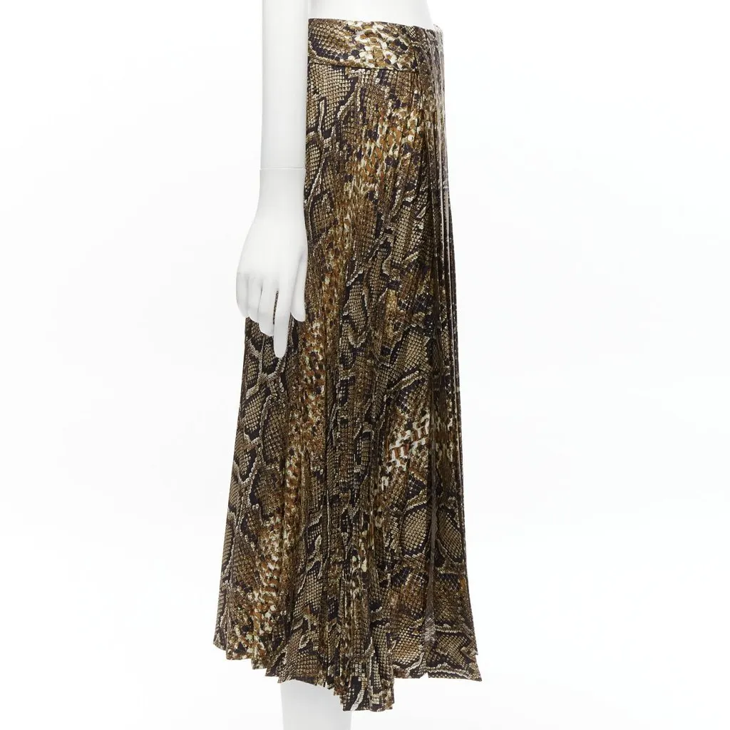 Victoria Beckham Animal Print Skirt Brown Silk Never worn - Model View