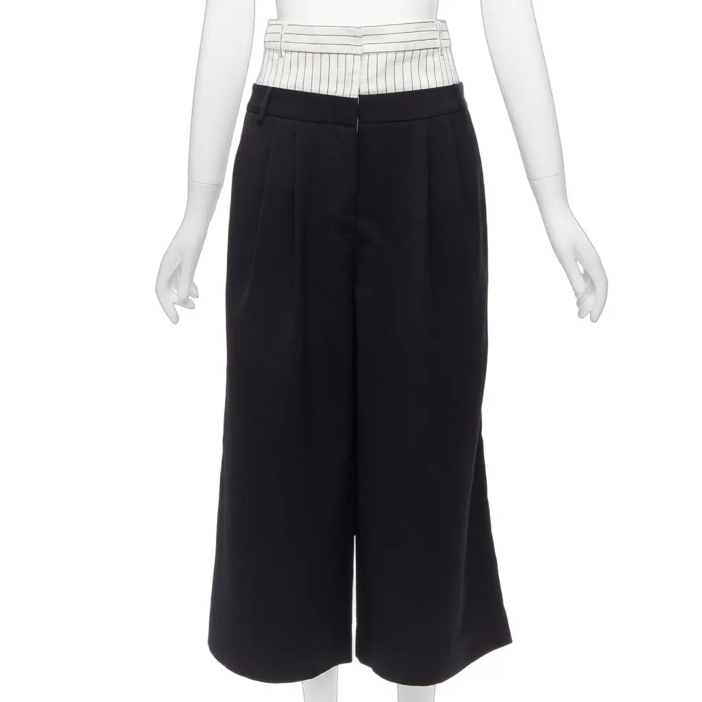 Tibi Tiered Wide Pants Black Polyester Very good - Front View