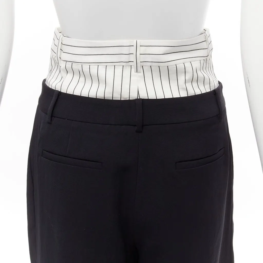 Tibi Tiered Wide Pants Black Polyester Very good - Back View