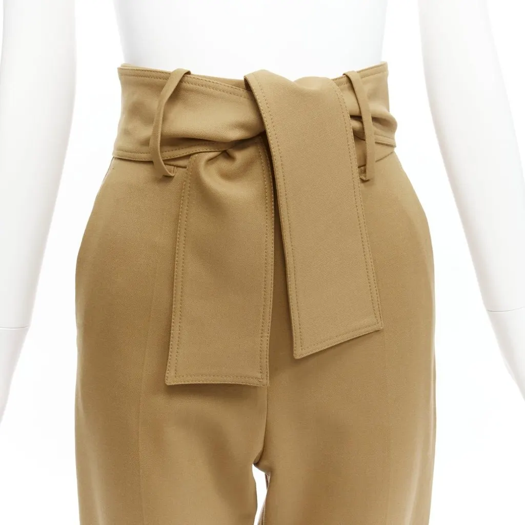 Sara Battaglia Tie Belt Pants Khaki Wool Never worn - Back View