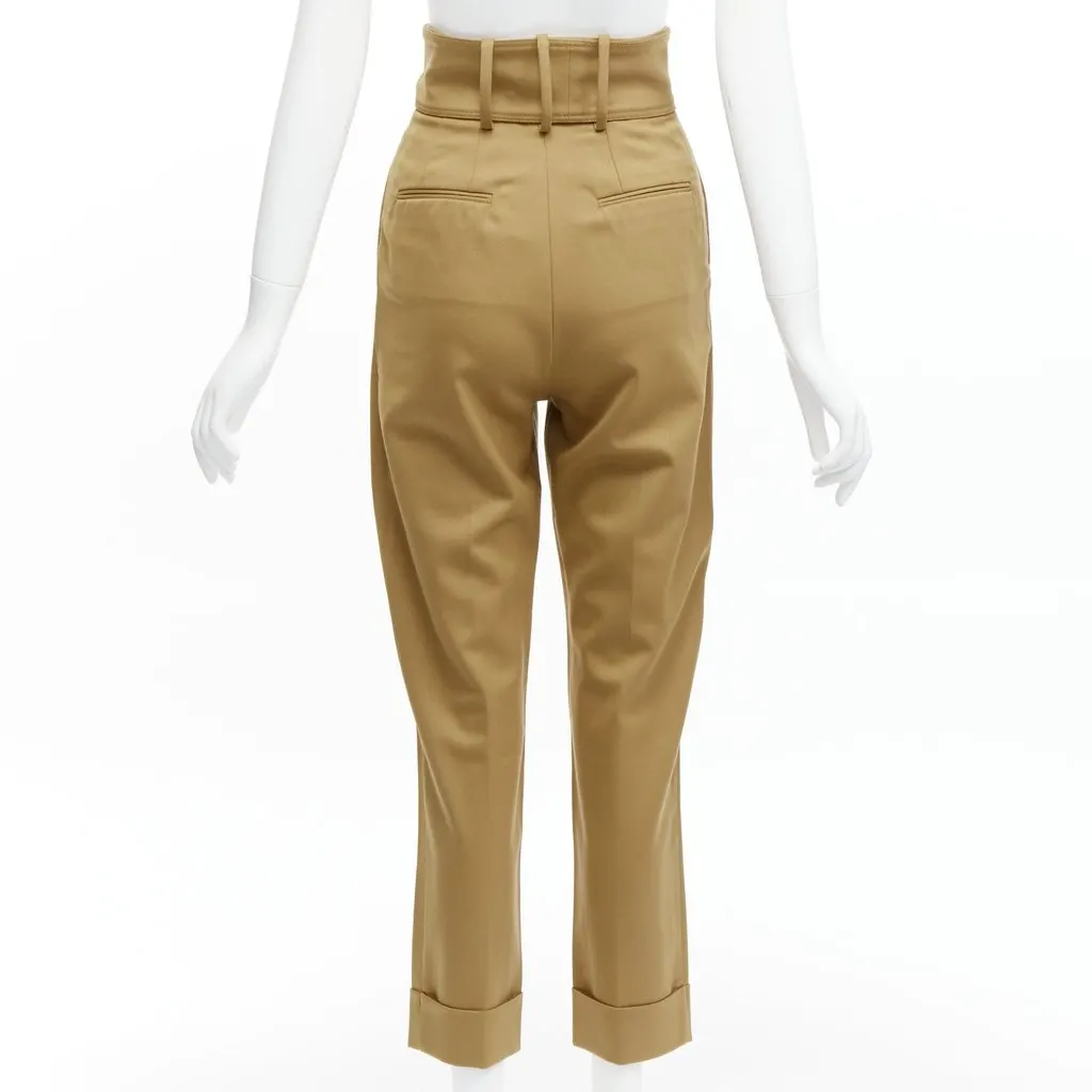 Sara Battaglia Tie Belt Pants Khaki Wool Never worn - Box View