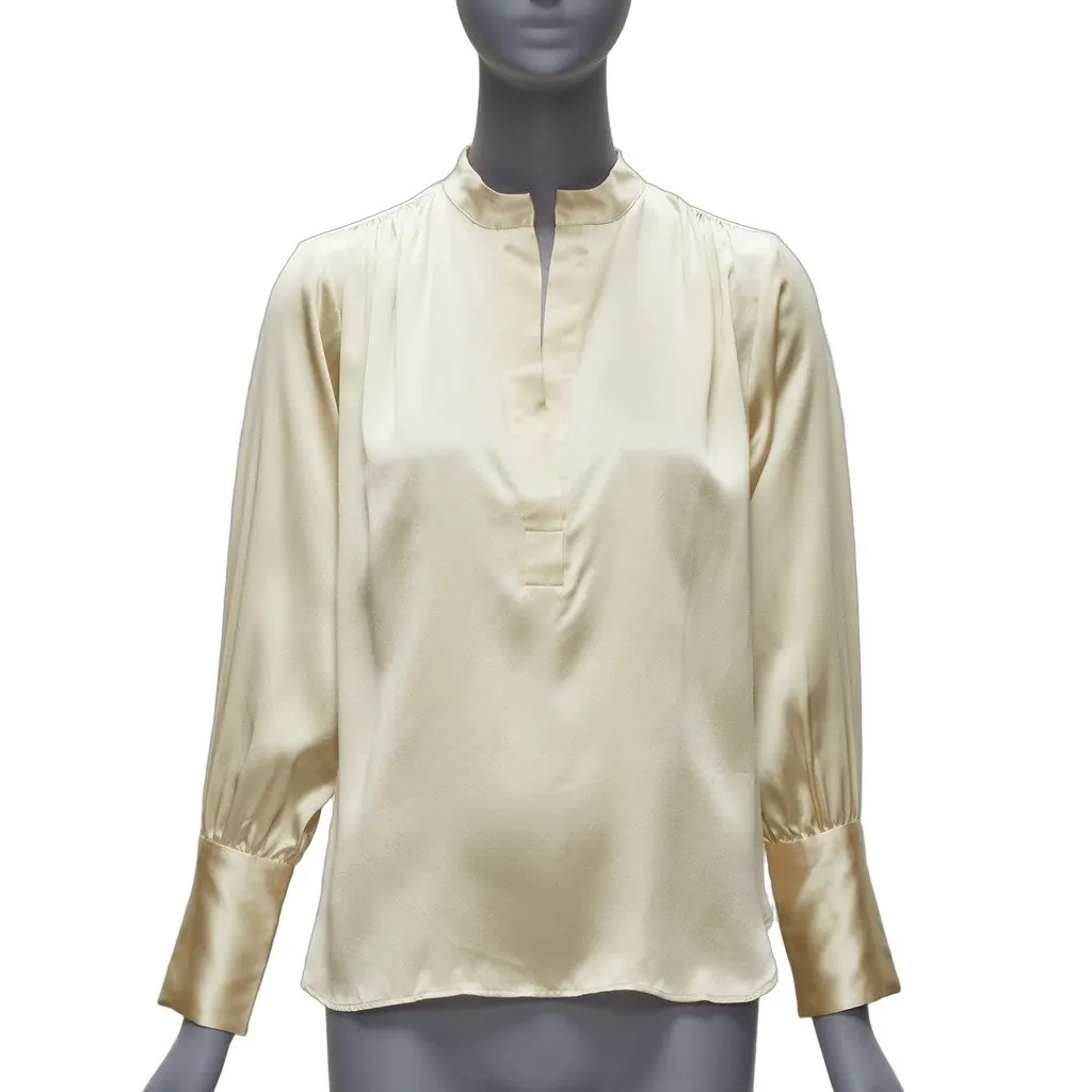 Nili Lotan Pleated Popover Blouse Ecru Silk Very good - Front View