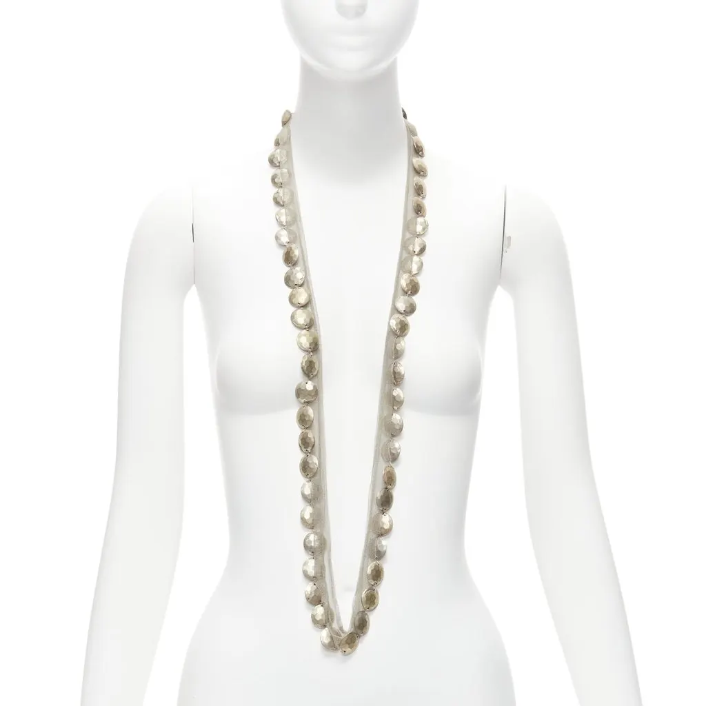 Lanvin Coins Mesh Necklace Gold Metal Good - Front View