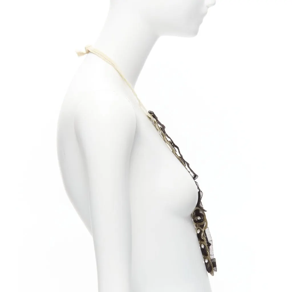 Unsigned Black Necklace Black Metal Very good - Model View