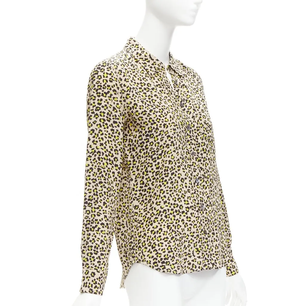 Equipment Leopard Long Shirt Brown Silk Never worn - Inside View