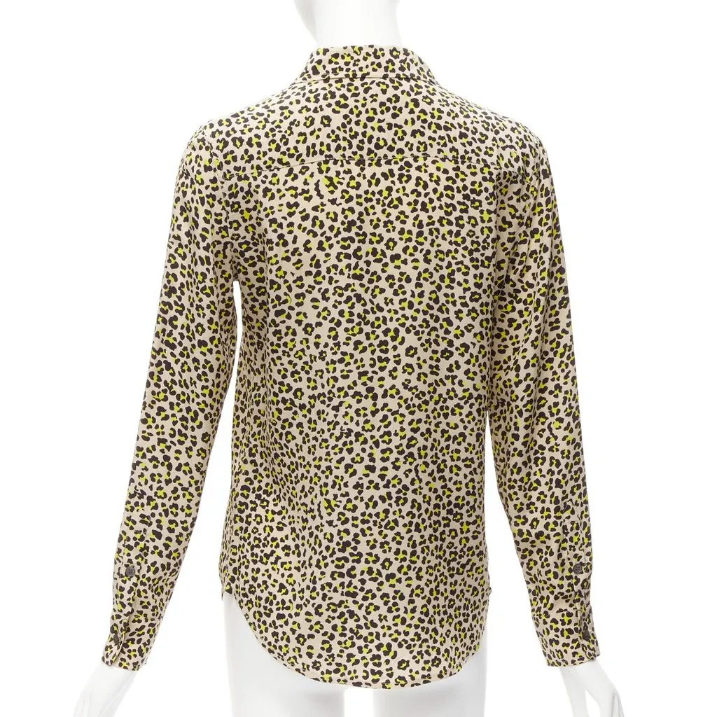 Equipment Leopard Long Shirt Brown Silk Never worn - Box View