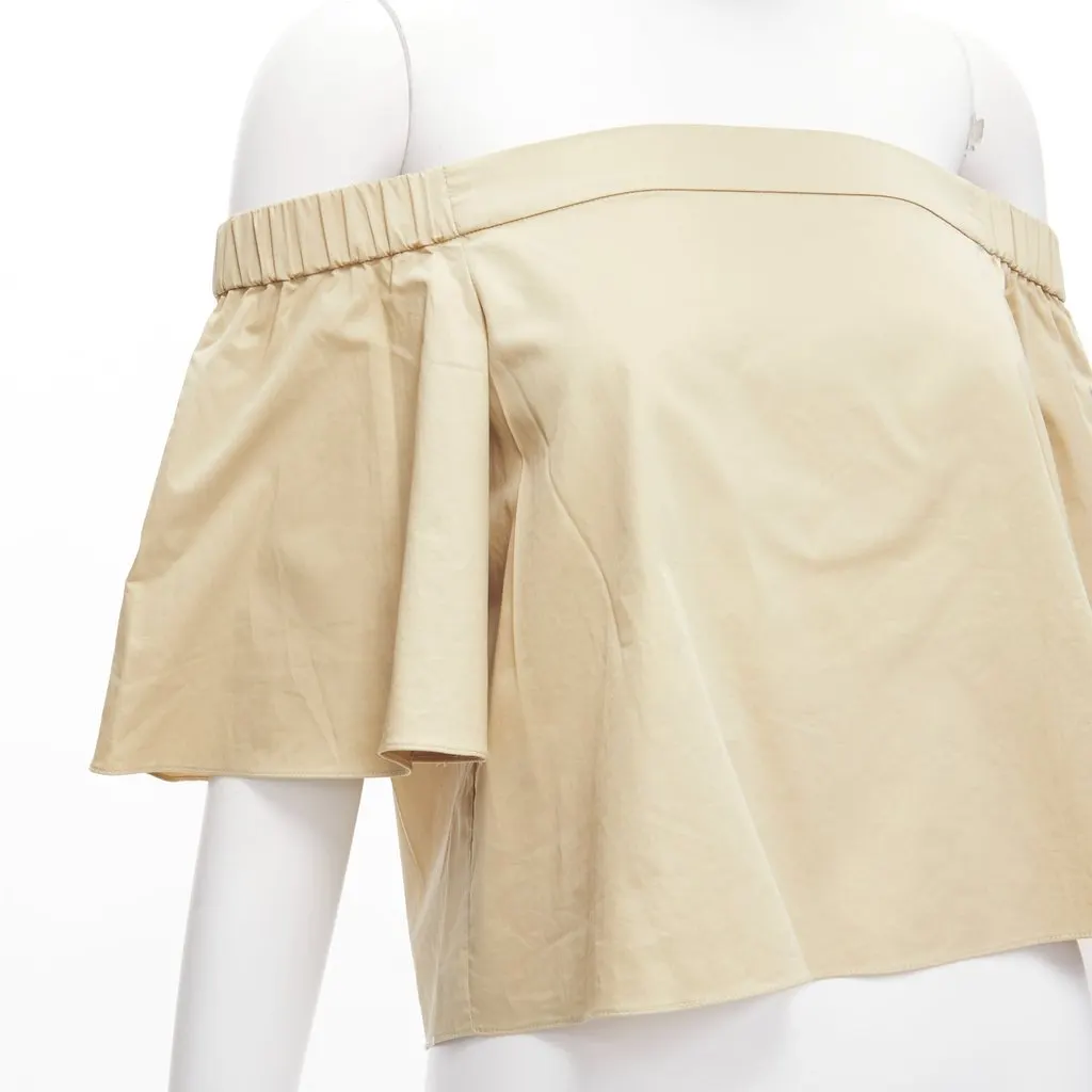 Tibi Off Shoulder Flare Top Khaki Cotton Never worn - Back View