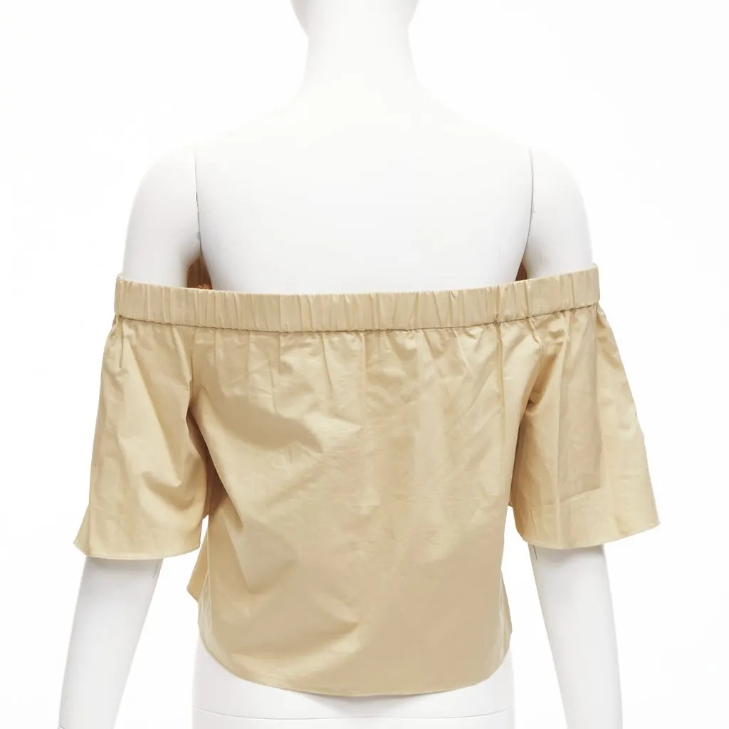 Tibi Off Shoulder Flare Top Khaki Cotton Never worn - Box View