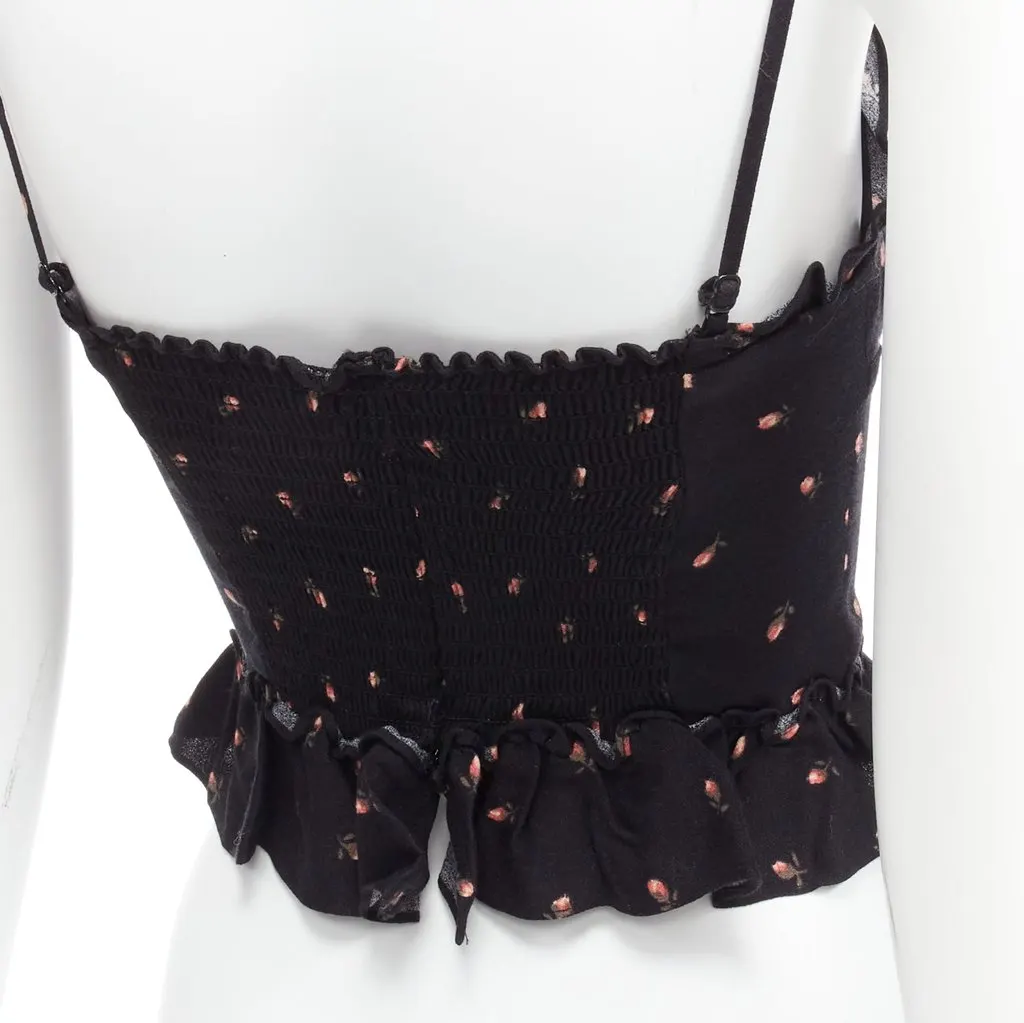 Reformation Rose Ruffle Tank Black Viscose Never worn - Back View