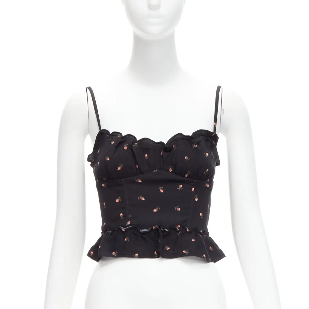 Reformation Rose Ruffle Tank Black Viscose Never worn - Inside View