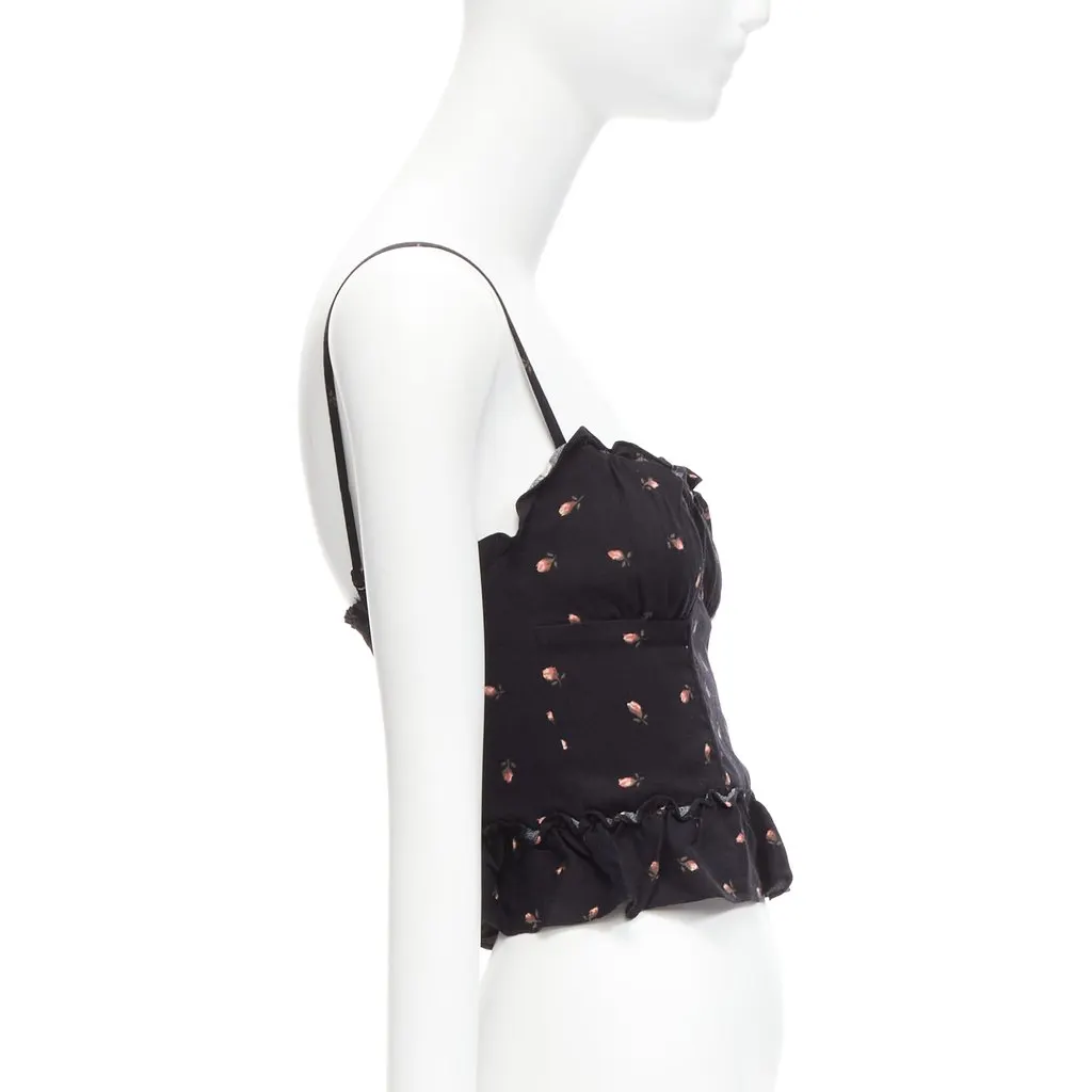 Reformation Rose Ruffle Tank Black Viscose Never worn - Model View