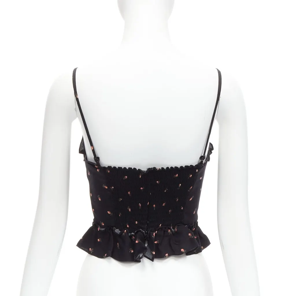 Reformation Rose Ruffle Tank Black Viscose Never worn - Box View