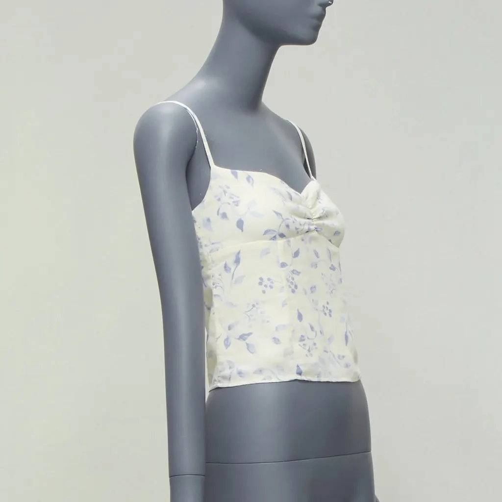 Reformation Ruched Floral Tank Ecru Viscose Never worn - Inside View