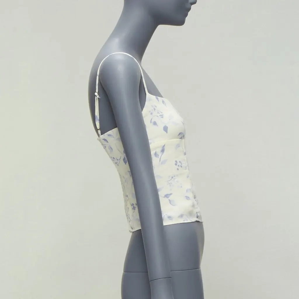 Reformation Ruched Floral Tank Ecru Viscose Never worn - Model View